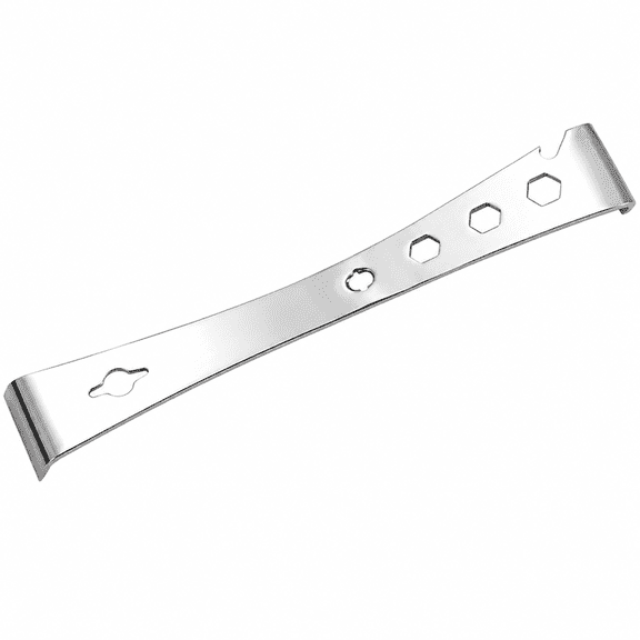 ABPETE Stainless Steel Flat Pry Bar, 10.04 in Multipurpose Scraper and Trim Removal Tool with 6, 8, 10 and 12 mm Metric Wrench Holes for Auto Repair and DIY