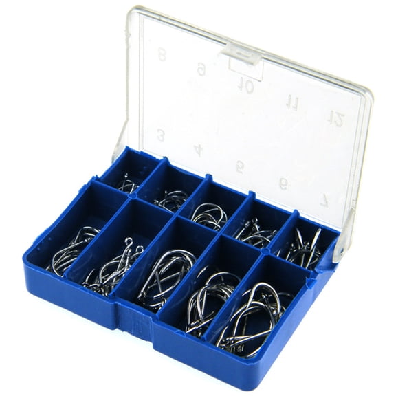 100Pcs Barbed Fishing Hook with Storage Box  Iseni Hook 3-12 Size Carp Circle Fishing Hook High Carbon Steel Hook for Saltwater Freshwater Octopus