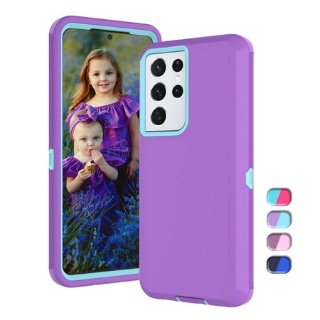 Galaxy S21 Ultra 5G Case, Sturdy Case Cover for Samsung Galaxy S21+ 5G 6.8", Tekcoo Full-Body Shockproof Protection Heavy Duty Armor Hard Plastic & Shock Absorption Rubber Rugged Bumper 3-in-1 Case