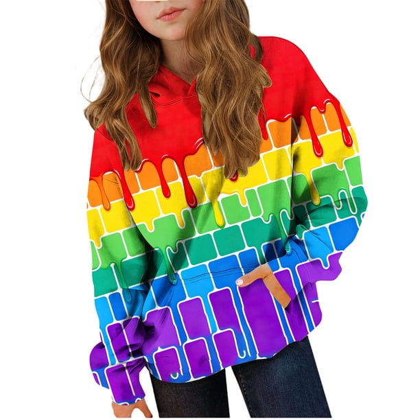 Sudadera con capucha para niñas y niños, sudadera de manga larga con cuello redondo y estampado de moda, jersey con bolsillo