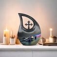 thumbnail image 6 of MUKTIVE Car Burial Adult Urns for Human Ashes Men and Women - Green Cremation Urn for Ashes for Women - Large Funeral Urns for Memorial 10 Inch - Multicolor Cross Drop, 6 of 7