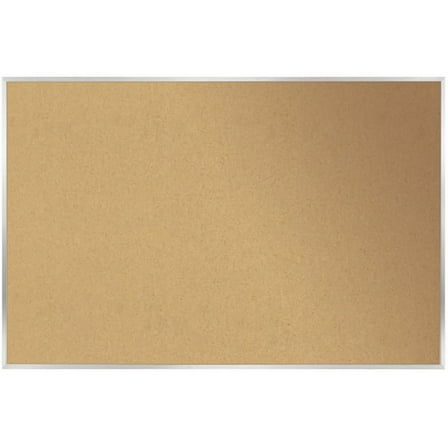 Pemberly Row 48.5" x 60.5" Silver Aluminum Frame Natural Cork Bulletin Board