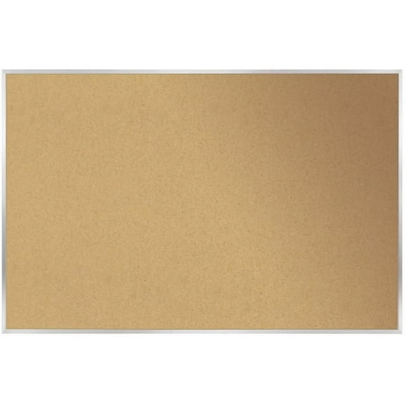 Pemberly Row 48.5" x 144.5" Silver Aluminum Frame Natural Cork Bulletin Board
