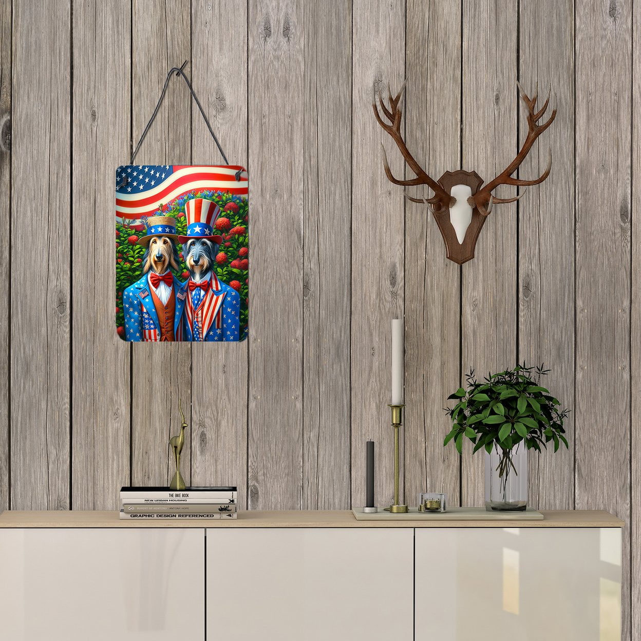 All American Scottish Deerhound Wall or Door Hanging Prints 12 in x 16 in
