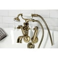 thumbnail image 2 of Kingston Brass KS229PXAB Kingston Three-Handle 2-Hole Tub Wall Mount Clawfoot Tub Faucet with Hand Shower in Antique Brass, 2 of 7