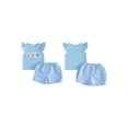 thumbnail image 2 of BemeyourBBs Toddler Baby Girl Summer Clothes Infant Baby Girls Shell Starfish Outfit Cute Ocean-themed Embroidered Flying Sleeve T Shirt Tops And Ruffle Plaid Shorts 2 Pcs Set, 2 of 9