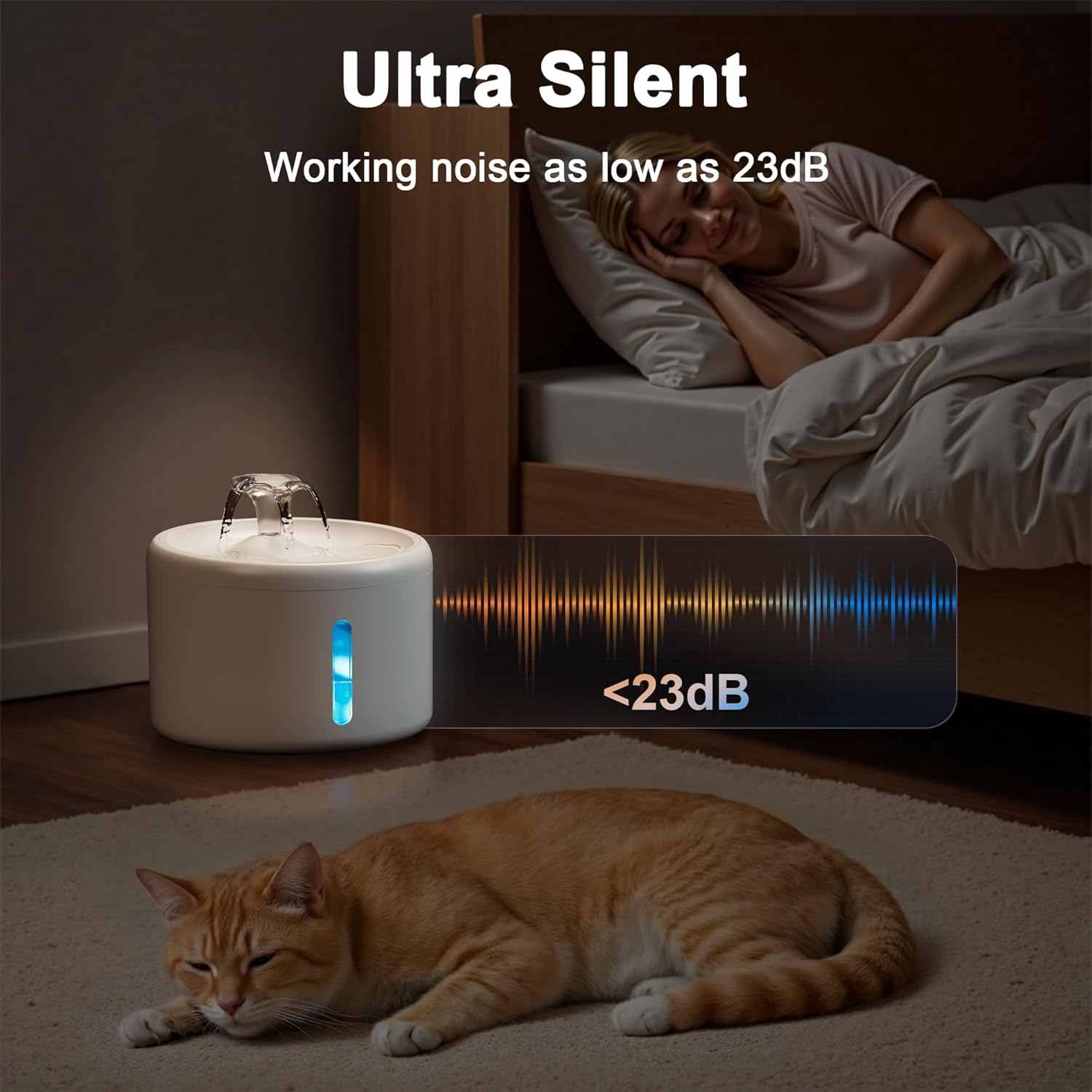 2000ML Ultra Silent Cat Water Fountain with 4-Layer Filtration & 4 °   Tilt Design
