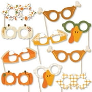 Big Dot of Happiness Fall Friends Thanksgiving Glasses - Paper Card Stock Friendsgiving Party Photo Booth Props Kit - 10 Count