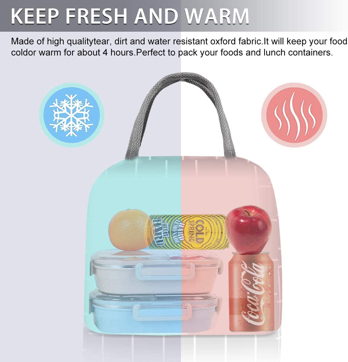 Gloppie Large Lunch Bags for Women Lunch Box Insulated Leakproof Lunch Cooler Tote Purse Meal Prep Kit for Work Office Business 9L White Flower