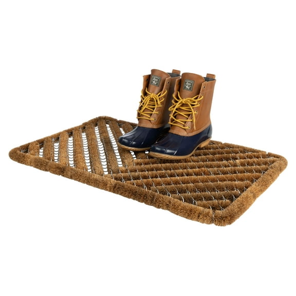Kings County Tools 29x19 Natural Coir Doormat with Stainless Steel Mesh - Outdoor Welcome Mat