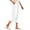 White, variant on Plebaso Casual Capri Pants for Women Elastic Waist Wide Leg Cropped Trousers Drawstring with Pockets