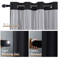 thumbnail image 4 of XWZO Black 100% Double Layer Blackout Curtains 84 Inches Long for Bedroom with Liner,Grommet Thermal Insulated Living Room Darkening Drapes with Tiebacks(Black,42"W x 84"L,2 Panels), 4 of 7