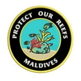 thumbnail image 1 of Protect Our Reefs! Maldives 3.5 Inch Iron Or Sew On Embroidered Fabric Badge Patch Ocean Beach, Salt Life Iconic Series, 1 of 2