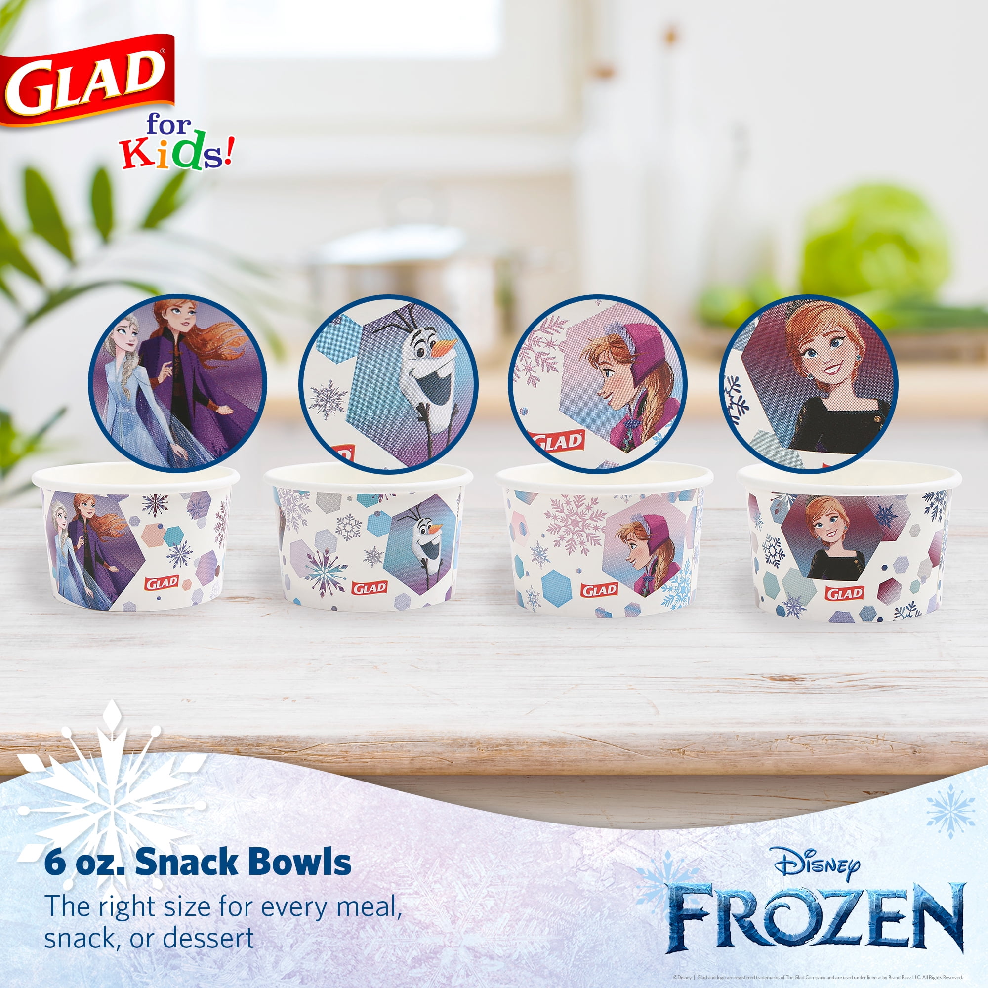Glad Kids - 6oz Paper Snack Bowls NO lid - 32ct - Frozen - MIXED PACK