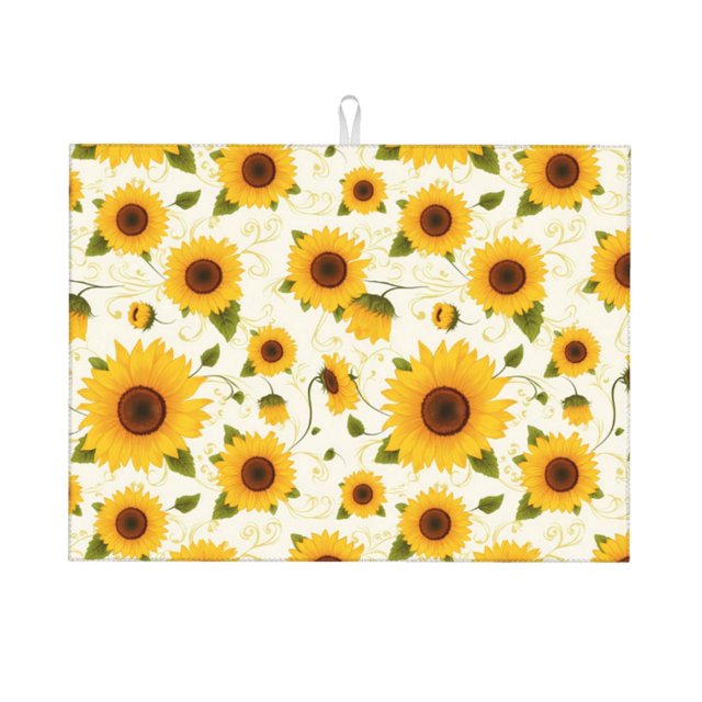 Balery European-style Pattern Sunflower A Alfombrilla de Secado para Cocina, 18x24 Pulgadas, Súper Absorbente para Platos y Encimeras