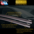 "WiperBladesUSA Gold 26"" & 16"" Beam High Performance Auto Vehicle