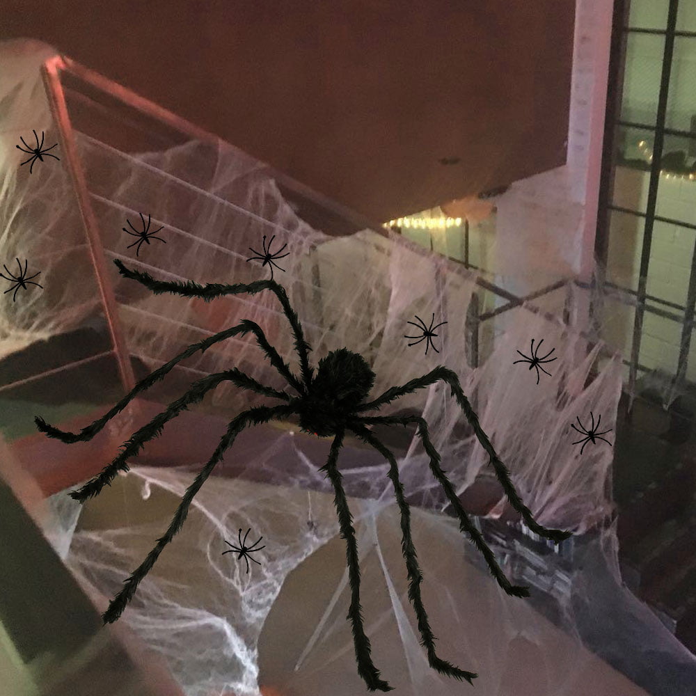 Details about   Fabric Poly-foam Giant Hairy Spider With LED Light For Halloween Decorations New 