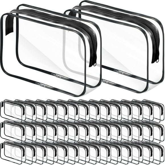 Reginary 36 Pcs Sacs de Maquillage Transparents en Vrac Sacs de Toilette de Voyage Pochettes Cosmétiques Transparentes avec Fermeture Éclair Imperméable Portable PVC Plastique à Fermeture à Glissière Orgue