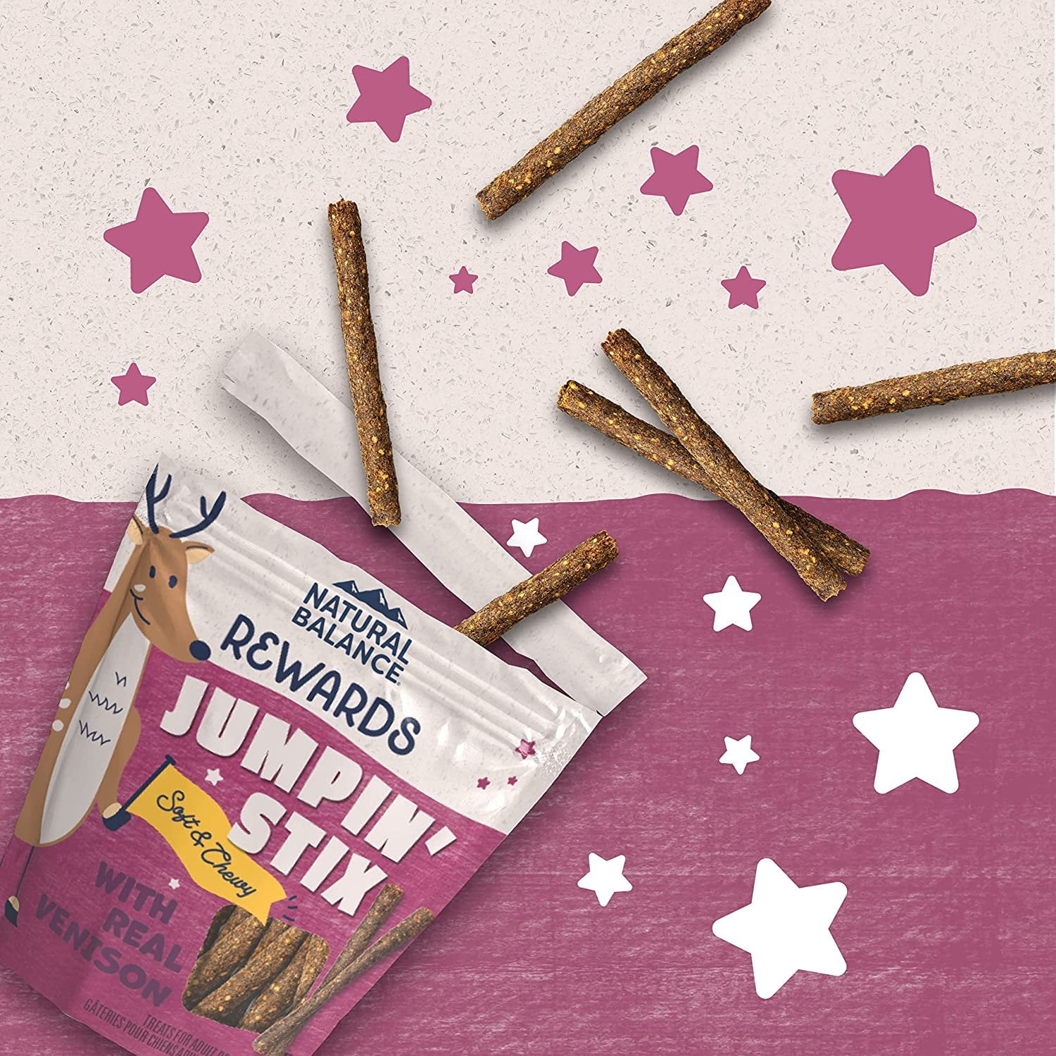 Natural Balance Pet Foods Rewards Jumpin' Stix Dog Treats Venison, 10 oz
