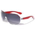 thumbnail image 2 of KHAN - One Piece Shield Lens Unisex Sunglasses Featuring Gradient Lenses and Trendy Color Accents - Red, 2 of 7