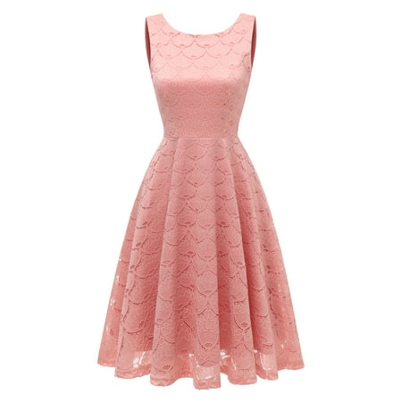 Scoop Neck Sleeveless Dress - Market In The Box Women's Sleeveless Lace Dress Scoop Neck Bridesmaid Party Cocktail Dresses
