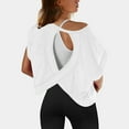 thumbnail image 2 of CHUOU Womens Open Back Workout Tops Backless Short Sleeve Athletic Shirt Running Crop Top Gym Yoga Tee, 2 of 5