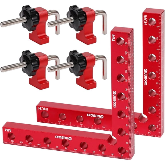 UUBOXS 90 Degree Positioning Squares Right Angle Clamps, Corner Clamp for Woodworking 5.5''x 5.5''', Aluminium Alloy L-Type Clamping Carpenter Tools for Picture Frame, Box, Cabinets, Drawers - 2 Pack