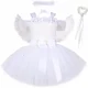 thumbnail image 3 of Disfraz de ángel de la guarda para niñas, vestido de tutú con flores blancas con purpurina para niñas pequeñas, vestido de princesa para fiesta de cumpleaños y Carnaval de Halloween, 3 of 5