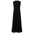 thumbnail image 3 of WTXUE Robes Maxi, Robe Soleil Sans Manches Maxi à Col en V, Robe Rétro Décontractée d'Été en Mélange de Coton Taille Rétro pour Femmes, Noir Taille M, 3 of 9