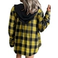 thumbnail image 4 of Hibeli Plaid Flannel Shirts for Women Long Sleeves Hooded Button Down Shirt Blouse, 4 of 4