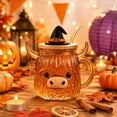 thumbnail image 4 of Cute Halloween-themed Clear Glass Tumbler With Lid Featuring Designs Of A Cow Ghost And A Pumpkin A Large-capacity Kitchen Drinking Glass., 4 of 8