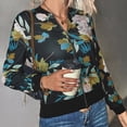 thumbnail image 6 of IROINNID Women's Bomber Jacket Long Sleeve Print Round Neckline Outwear, Loose Jacket Outwear, 6 of 7