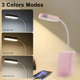 thumbnail image 5 of Learning table lamp rechargeable LED with pen holder bracket usb output bedside night light-pink-pink, 5 of 5