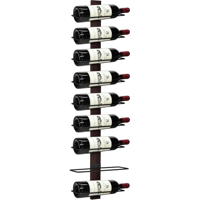 AGJIDSO Wine Rack Wall Mounted, 9 Bottles Vertical Wine Bottle Rack Wall Mounted,Solid Wood Wine Racks for Wall,Wall Hanging Wine Racks for Wine Bottles, Corner Wine Rack Wall Mounted for Kitchen,Bar