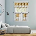 thumbnail image 6 of Summer Flower Kitchen Curtains Valances and Tiers Set of 3 Country Yellow Sunflower Bee Wood Grian Tier Curtains and Valance with Rod Pocket for Small Windows, 27.5"x24", 6 of 9