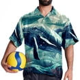 thumbnail image 4 of Whale Men's Short Sleeve Hawaiian Print Button Down Beach Shirt, 4 of 6