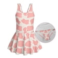 thumbnail image 6 of COEQINE Girls One Piece Swimsuit with Skirt Sleeveless Cute Skirted Bathing Suit Hawaiian Swimwear for Kids 3-4 Years, Summer Swim Dress for Water Play, Pink Beige Cow Print, 6 of 8