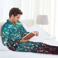 thumbnail image 6 of Susaid Colorful Rainbow Glitter Print Men's Long Sleeve Pajama Set, Two-Piece Button-Down Loungewear PJs Set, Comfortable Sleepwear for Relaxation-Medium, 6 of 7