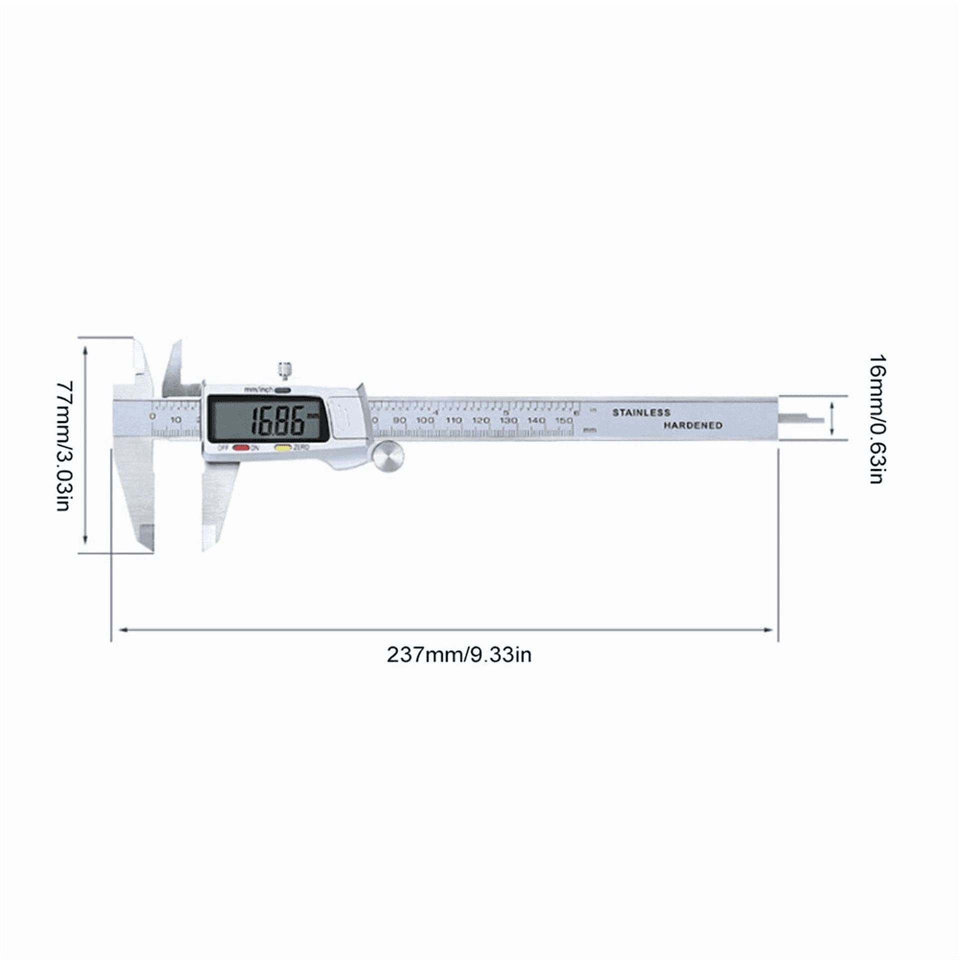 Perpetual PMU Silver 6 Inch Digital Caliper - 150mm Stainless Steel Vernier Caliper with Large LCD Screen, High Precision Micrometer Measuring Tool for Depth, Inner, Outer Diameter & Step