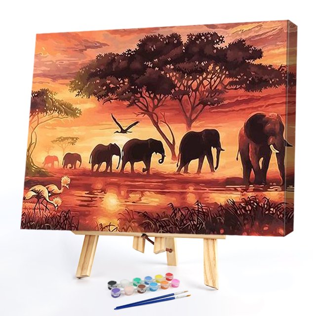 Cuadros Decorativos Kit de pintura por números DIY elefante lienzo pintado a mano cuadro de arte al óleo Sywqhk Nuevos Originales