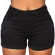 thumbnail image 1 of Pantalones cortos de mujer Slim Fit Levantamiento de cadera Botón elástico Mediados de cintura Dobladillo doblado Pantalones cortos para mujer Negro M, 1 of 6