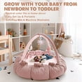 thumbnail image 3 of Gimnasio convertible 5 en 1 con 6 juguetes, estera para el desarrollo sensorial, centro de actividades para bebés de recién nacido a niño, pozo de bolas, cama de gato y perro, cama de felpa suave para, 3 of 5