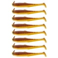 thumbnail image 3 of Fishing Tackle Set, 3 Inch Brown Paddle Tail Soft Swimbait, 8 Pack Soft Pvc Swimbait Fishing Lures with Eyes, Walleye Trout Bass Fishing Lures for Freshwater and Saltwater, 3 of 7