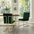 thumbnail image 1 of Karl Hunter Green/Gold Velvet Dining Chairs, Pack of 2 - Button Tufted, Armless, Gold Frame, 1 of 9