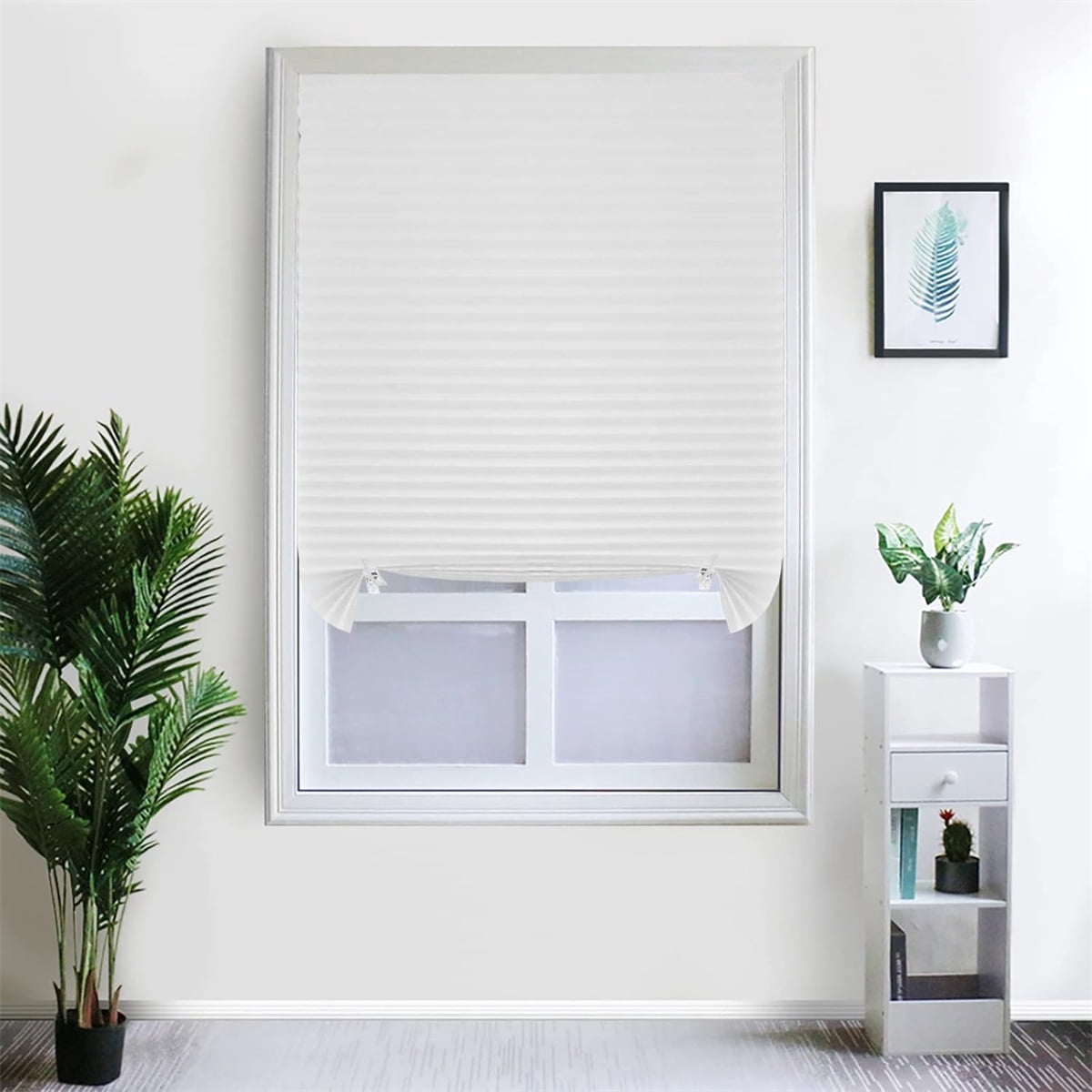 Portable Window Shades,2Pack Blackout Pleated Blinds,No Tools Cordless Shades for Indoor,QZS Portable Window Blinds for Home,Kitchen,35.4x70.9"