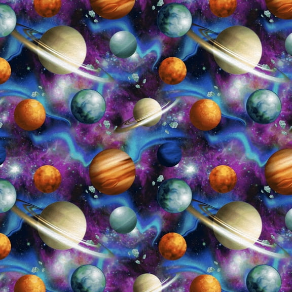 Mainstays 1.5 Yards 100% Cotton Light-weight Flannel Aurora Space, Multi-color, 42" Wide for Crafts
