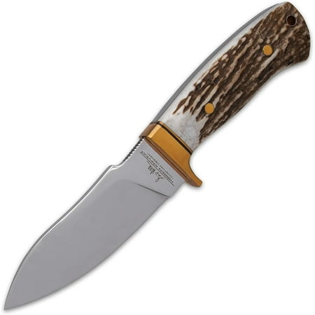 Special Edition Hibben Stag Chugach Hunter Knife - Razor-Sharp German 1.4116 Steel Upswept Blade Genuine Stag Handle Leather Belt Sheath- Handsome Knife for Hunters - 8 3/4 Overall