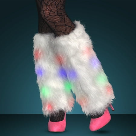 Rainbow Lights Funky Furry Leg Warmers