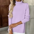 thumbnail image 5 of Fshiont 2026 New Turtleneck Sweaters for Women Long Sleeve Knitted Slim Pullover Soft Comfortable Casual Tops Fall Winter Light Purple XL, 5 of 5