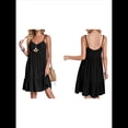 thumbnail image 3 of Vestido de Verano para Mujer 2025, Sin Mangas, con Tirantes Finos y Cuello en V, Informal, Estilo Swing. Negro L, 3 of 8